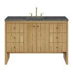 Hudson 48" Single Vanity, Light Natural Oak w/ 3 CM Parisien Bleu Top w/ FreePower Wireless Charger