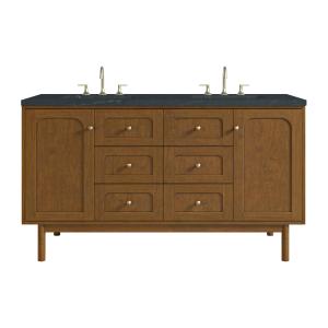 Laurent 60" Double Vanity, Honey Oak w/ 3 CM Charcoal Soapstone Silestone Top
