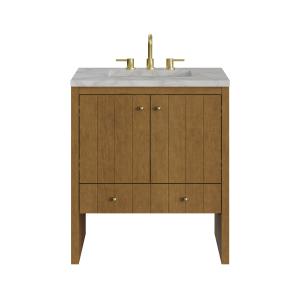 Hudson 30" Single Vanity, Honey Oak w/ 3 CM Victorian Silver Silestone Top