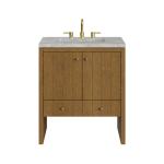 Hudson 30" Single Vanity, Honey Oak w/ 3 CM Victorian Silver Silestone Top