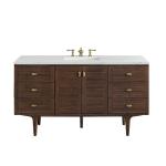 Amberly 60" Single Vanity, Mid-Century Walnut w/ 3 CM Ethereal Noctis Top w/FreePower Wireless Charger