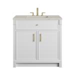 Bellshire 36" Single Vanity, Bright White w/ 3 CM Siberian Silestone Top