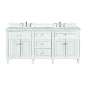 Lorelai 72" Double Vanity, Bright White w/ 3 CM Victorian Silver Silestone Top w/FreePower Wireless Charger