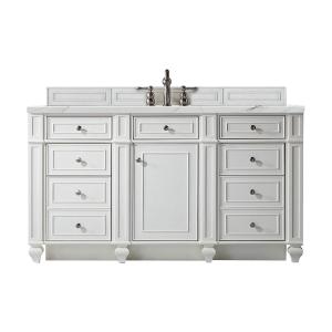 Bristol 60" Single Vanity, Bright White w/ 3 CM Ethereal Noctis Silestone Top w/FreePower Wireless Charger