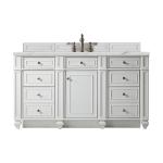 Bristol 60" Single Vanity, Bright White w/ 3 CM Ethereal Noctis Silestone Top w/FreePower Wireless Charger