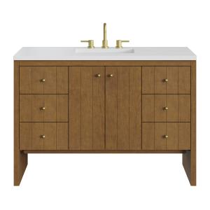 Hudson 48" Single Vanity, Honey Oak w/ 3 CM White Zeus Silestone Top