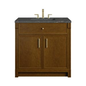 Bellshire 36" Single Vanity, Honey Oak w/ 3 CM Parisien Bleu Silestone Top