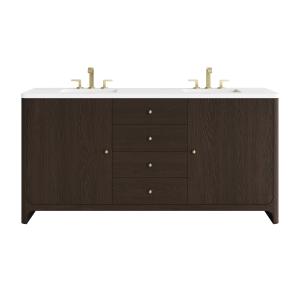 Gracyn 72" Double Vanity, Sable, w/ 3 CM White Zeus Quartz Widespread Top