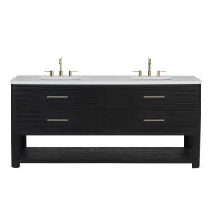 Lucian 72" Double Vanity, Carbon Oak w/ 3 CM White Zeus Silestone Widespread Top