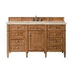 Brittany 60" Single Vanity, Saddle Brown, w/ 3 CM Tajnar Eclos Top w/FreePower Wireless Charger
