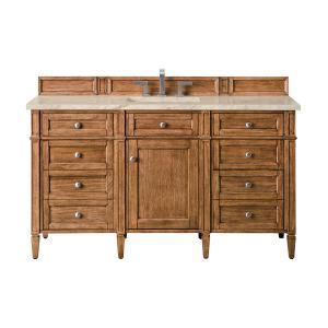 Brittany 60" Single Vanity, Saddle Brown, w/ 3 CM Tajnar Eclos Top w/FreePower Wireless Charger
