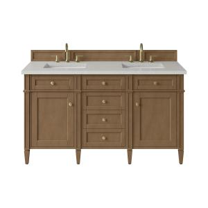 Brittany 60" Double Vanity, Pecan w/ 3 CM Lime Delight Silestone Top