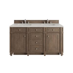 Bristol 60" Double Vanity, Whitewashed Walnut, w/ 3 CM Siberian Silestone Top