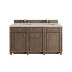 Bristol 60" Double Vanity, Whitewashed Walnut, w/ 3 CM Siberian Silestone Top