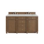 Bristol 60" Double Vanity, Saddle Brown, w/ 3 CM Siberian Silestone Top