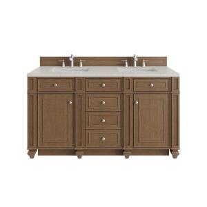 Bristol 60" Double Vanity, Saddle Brown, w/ 3 CM Siberian Silestone Top w/FreePower Wireless Charger
