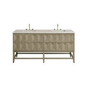 Emmeline 72" Double Vanity, Pebble Oak, w/ 3 CM Siberian Silestone Top