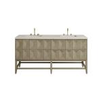 Emmeline 72" Double Vanity, Pebble Oak, w/ 3 CM Siberian Silestone Top w/FreePower Wireless Charger