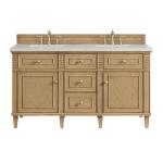 Lorelai 60" Double Vanity, Light Natural Oak, w/ 3 CM Siberian Silestone Top