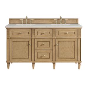 Lorelai 60" Double Vanity, Light Natural Oak, w/ 3 CM Siberian Silestone Top w/FreePower Wireless Charger