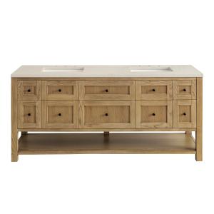Breckenridge 72" Double Vanity, Light Natural Oak, w/ 3 CM Siberian Silestone Top