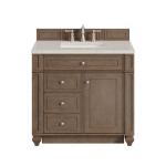 Bristol 36" Single Vanity, Whitewashed Walnut, w/ 3 CM Siberian Silestone Top