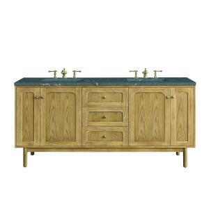 Laurent 72" Double Vanity, Light Natural Oak w/ 3 CM Parisien Bleu Top w/FreePower Wireless Charger