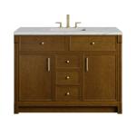 Bellshire 48" Single Vanity, Honey Oak w/ 3 CM Ethereal Noctis Silestone Top w/FreePower Wireless Charger