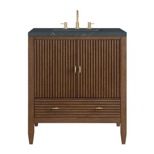 Myrrin 30" Single Vanity, Mid-Century Walnut w/ 3 CM Charcoal Soapstone Silestone Top