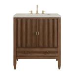 Myrrin 30" Single Vanity, Mid-Century Walnut w/ 3 CM Siberian Silestone Top