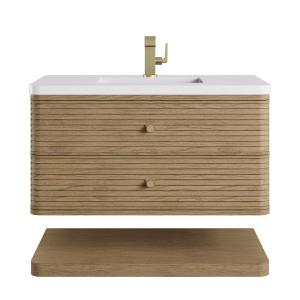 Allamari 36" Single Vanity, Dune Mist w/ Single Hole 3 CM White Zeus Silestone Top