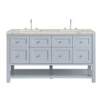 Breckenridge 60" Double Vanity, Serenity Blue, w/ 3 CM Victorian Silver Quartz Top w/FreePower Wireless Charger