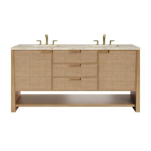 Solene 72" Double Vanity, Seaside Oak, w/ 3 CM Tajnar Eclos Top