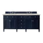Brittany 72" Double Vanity, Victory Blue, w/ 3 CM Siberian Silestone Top w/FreePower Wireless Charger