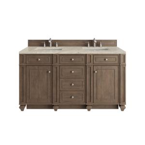 Bristol 60" Double Vanity, Whitewashed Walnut, w/ 3 CM Tajnar Eclos Top