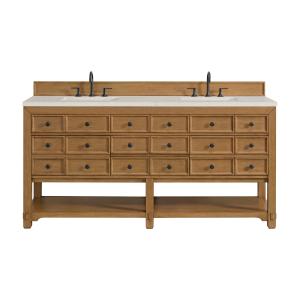 Malibu 72" Double Vanity, Amber Birch, w/ 3 CM Siberian Silestone Top
