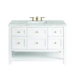 Breckenridge 48" Single Vanity, Bright White w/ 3 CM Victorian Silver Top w/FreePower Wireless Charger