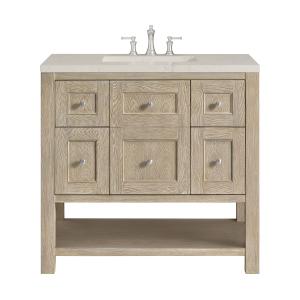 Breckenridge 36" Single Vanity, Whitewashed Oak, w/ 3 CM Siberian Silestone Top