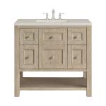 Breckenridge 36" Single Vanity, Whitewashed Oak, w/ 3 CM Siberian Silestone Top