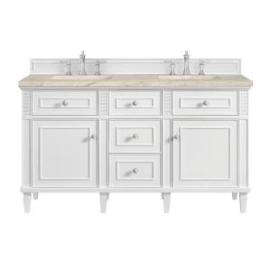 Lorelai 60" Double Vanity, Bright White, w/ 3 CM Tajnar Eclos Top