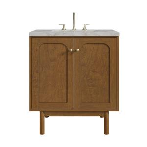Laurent 30" Single Vanity, Honey Oak w/ 3 CM Victorian Silver Silestone Top