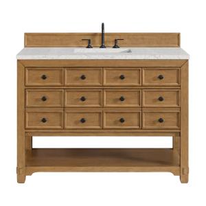 Malibu 48" Single Vanity, Amber Birch w/ 3 CM Eternal Jasmine Pearl Silestone Top w/ FreePower Wireless Charger