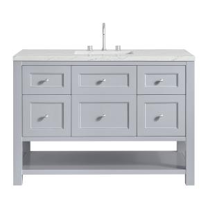 Breckenridge 48" Single Vanity, Serenity Blue, w/ 3 CM Ethereal Noctis Quartz Top w/FreePower Wireless Charger