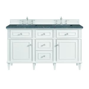 Lorelai 60" Double Vanity, Bright White w/ 3 CM Parisien Bleu Silestone Top w/FreePower Wireless Charger