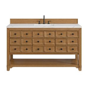 Malibu 60" Single Vanity, Amber Birch w/ 3 CM Ethereal Noctis Top w/ FreePower Wireless Charger