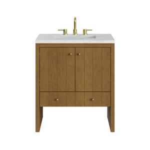 Hudson 30" Single Vanity, Honey Oak w/ 3 CM Ethereal Noctis Silestone Top