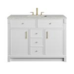 Bellshire 48" Single Vanity, Bright White w/ 3 CM Eternal Jasmine Pearl Silestone Top