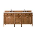 Brittany 72" Double Vanity, Saddle Brown, w/ 3 CM Siberian Silestone Top w/FreePower Wireless Charger