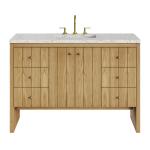 Hudson 48" Single Vanity, Light Natural Oak w/ 3 CM Eternal Jasmine Pearl Top w/ FreePower Wireless Charger