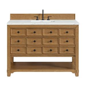 Malibu 48" Single Vanity, Amber Birch w/ 3 CM Ethereal Noctis Silestone Top w/ FreePower Wireless Charger